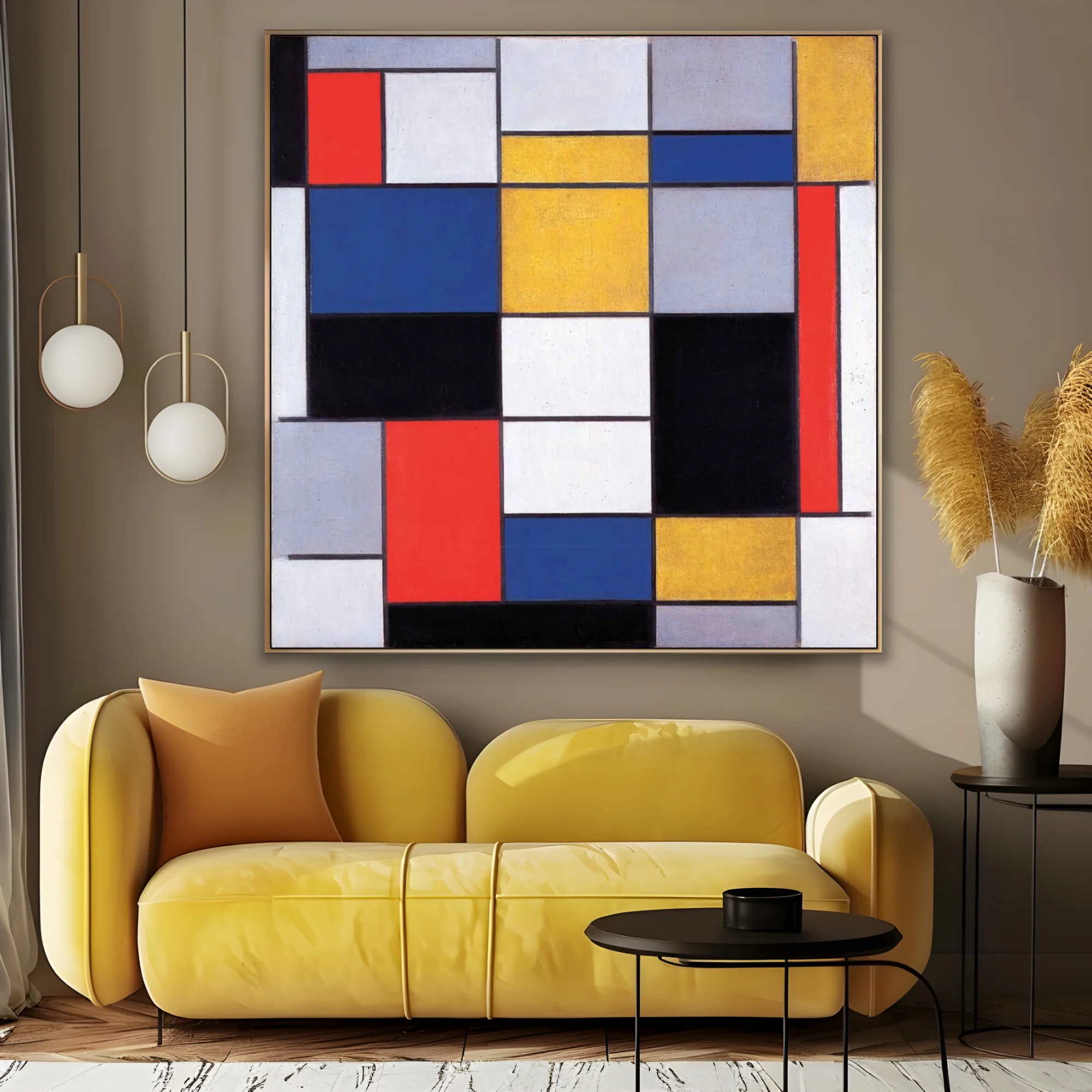 Composizione A con nero, rosso, grigio, giallo e blu, Piet Mondrian