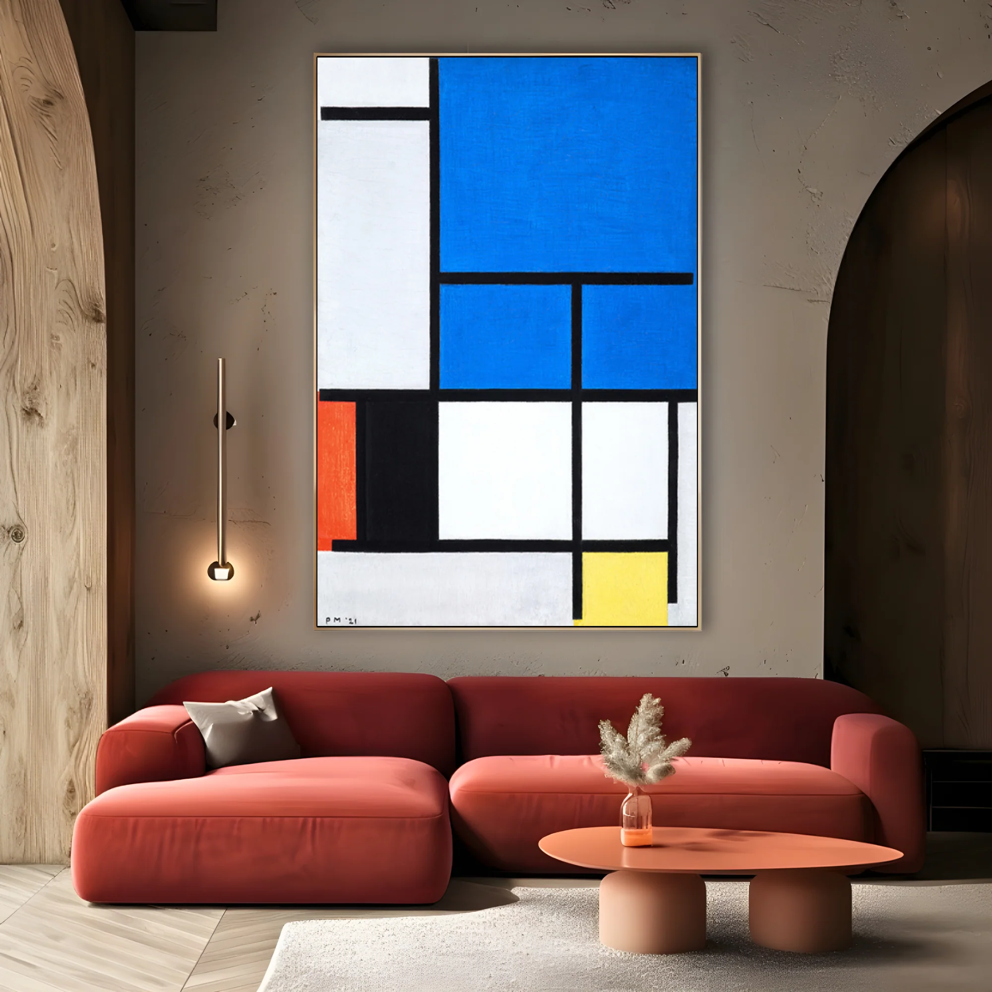 Composizione Con Grande Piano Blu Rosso Nero Giallo E Grigio, Piet Mondrian - Image 2