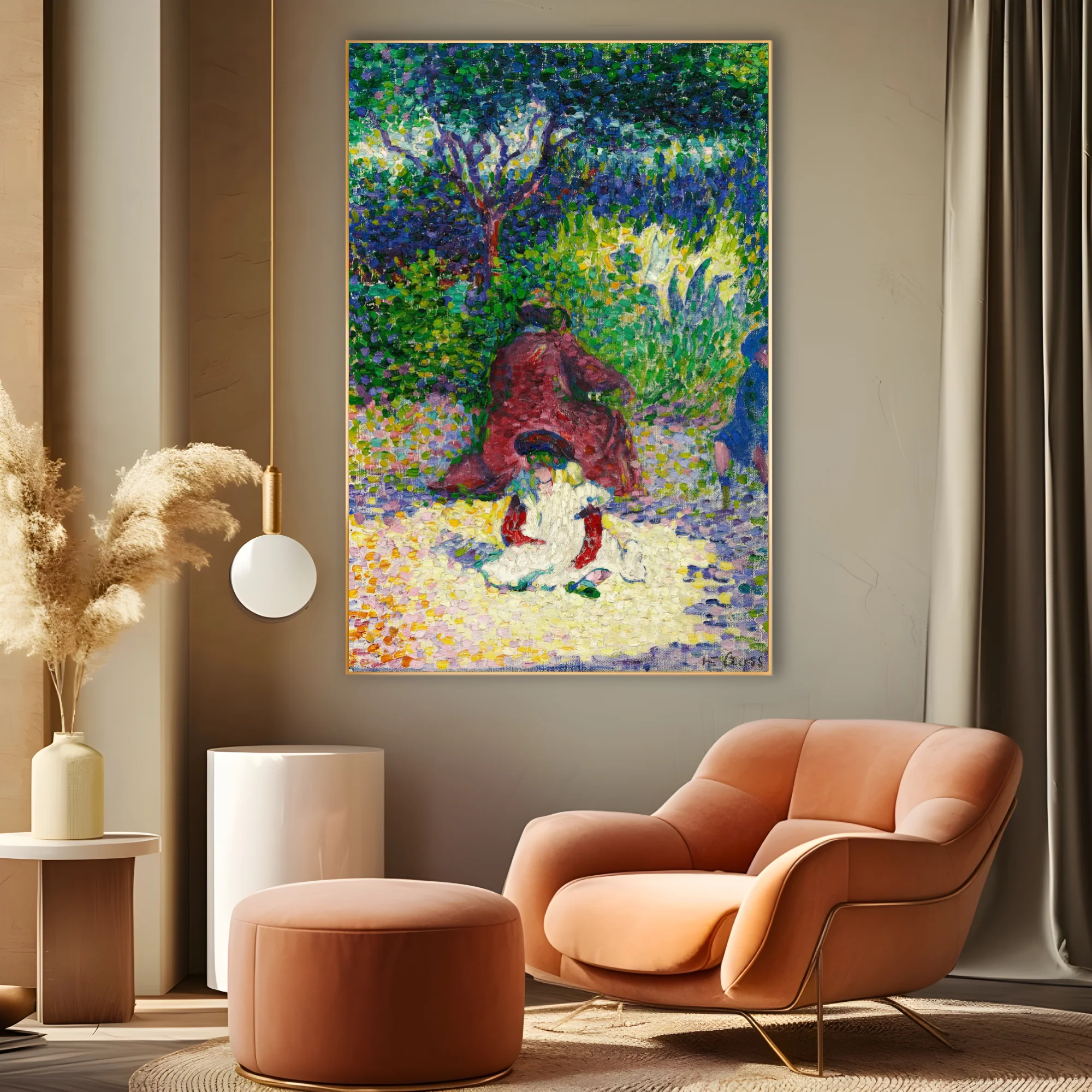 Donna e bambino in un giardino, Henri Edmond Cross