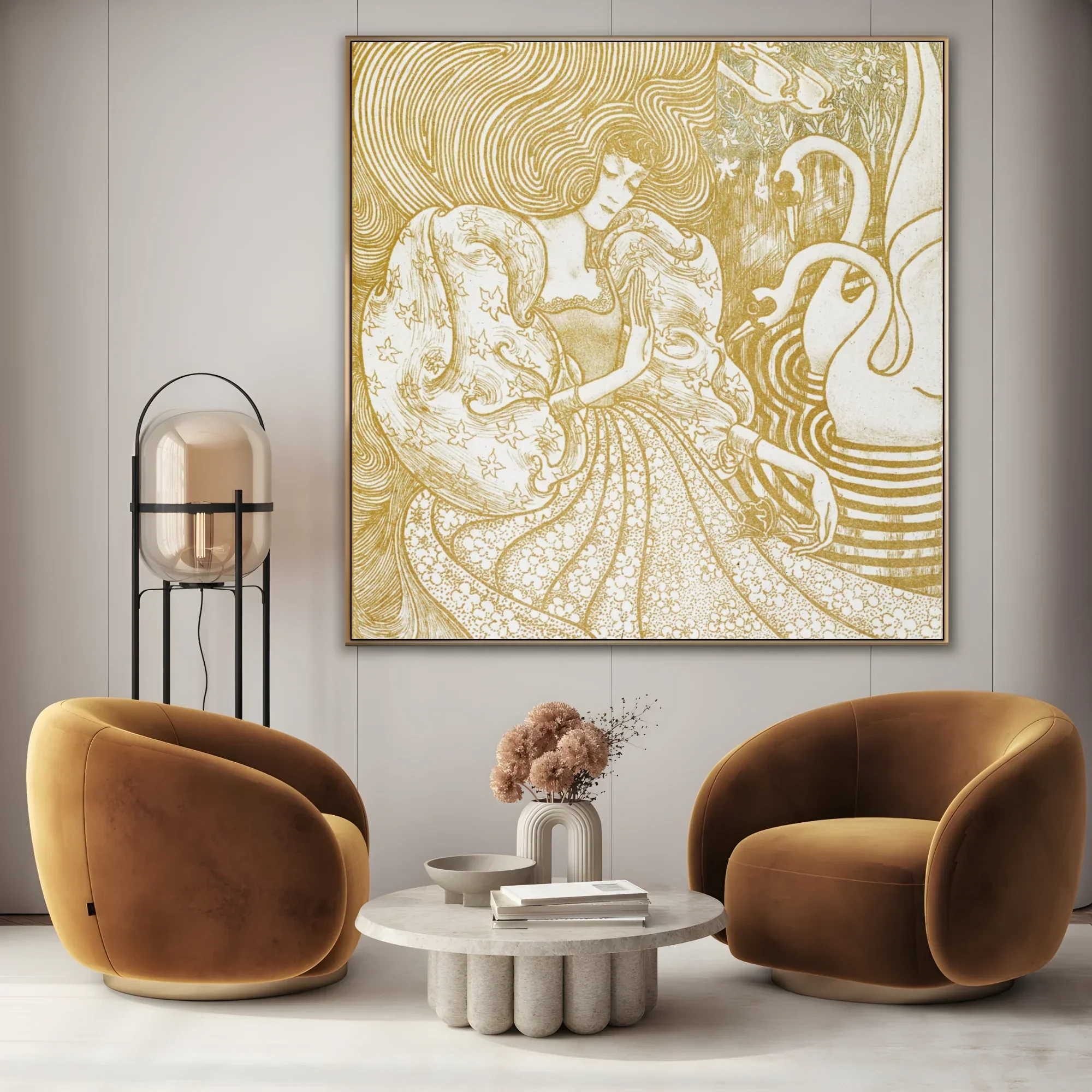 Donna con una farfalla in uno stagno con due cigni, Jan Toorop (1894) - Image 2